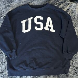 Navy Blue USA Women's Crew Neck Sweater